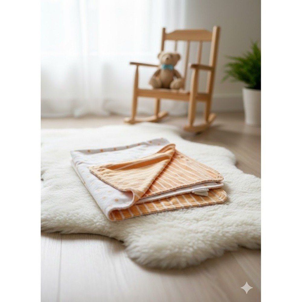Pottery Barn Kids Dot Stripe Chamois Baby Blanket Orange White Reversible 30x40